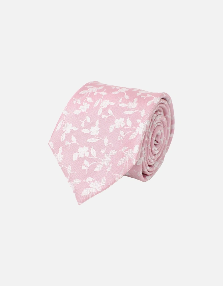 Mens Brice Woven Silk Floral Tie (Pink)