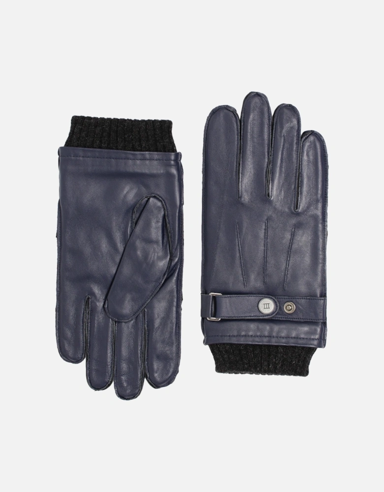 Mens Stipe Sheep-Leather Gloves (Navy)