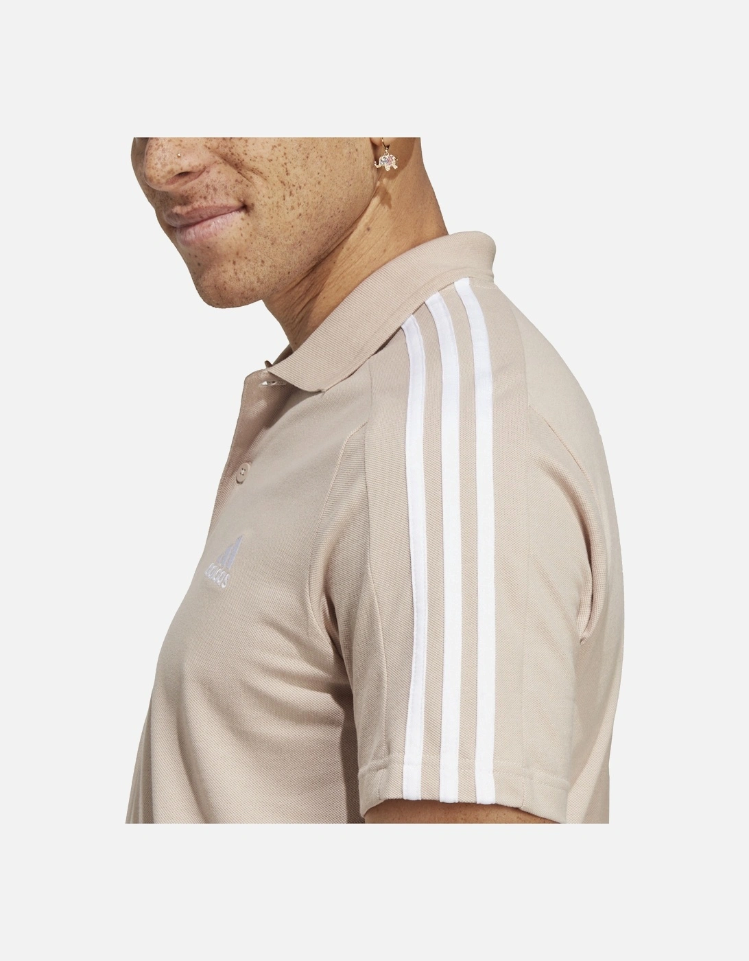 Mens 3 Stripe Polo Shirt (Taupe)