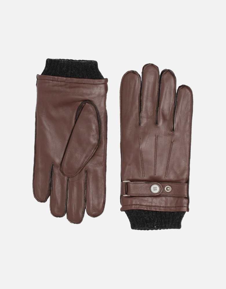 Mens Stipe Sheep-Leather Gloves (Brown)