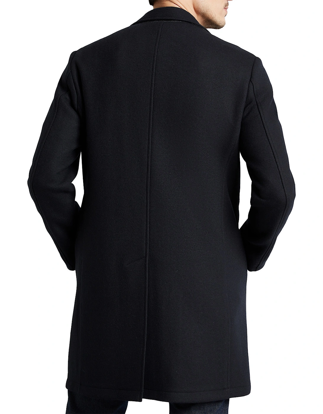 Mens Classic Wool Long Coat (Navy)