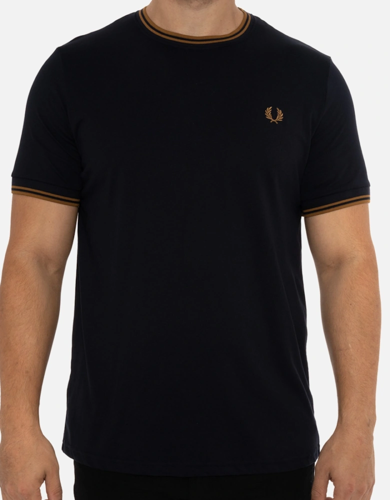 Mens Twin Tipped T-Shirt (Navy/Brown)