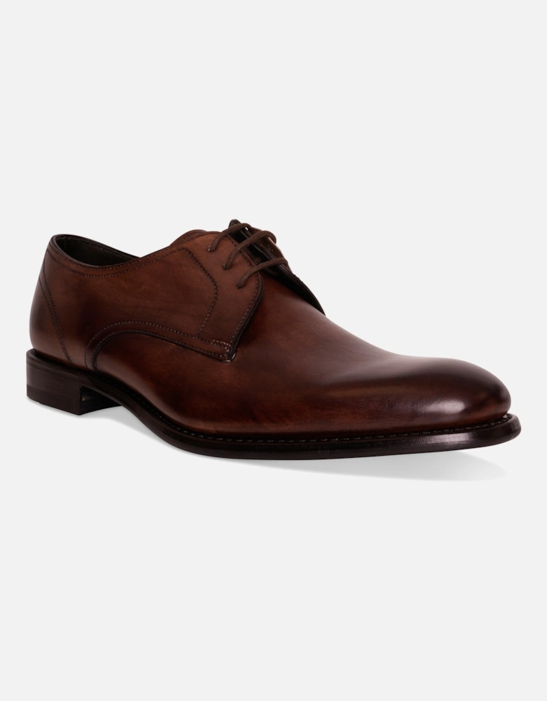 Mens Atherton Calf Plain Derby Shoe (Dark Brown)