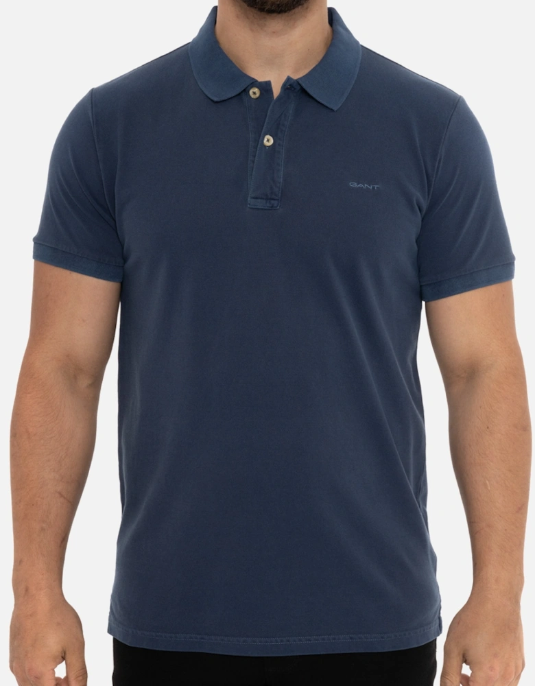 Mens Sunfaded Pique S/S Rugger Polo Shirt (Blue)
