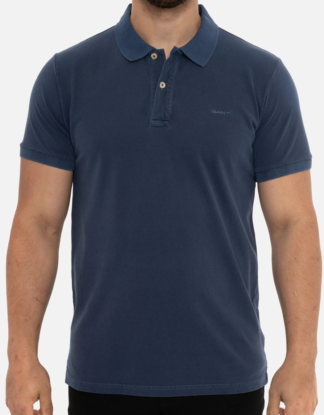 Mens Sunfaded Pique S/S Rugger Polo Shirt (Blue), 8 of 7