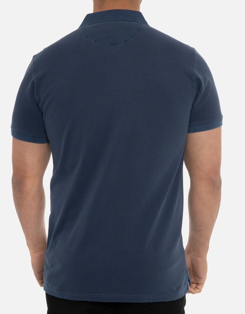 Mens Sunfaded Pique S/S Rugger Polo Shirt (Blue)