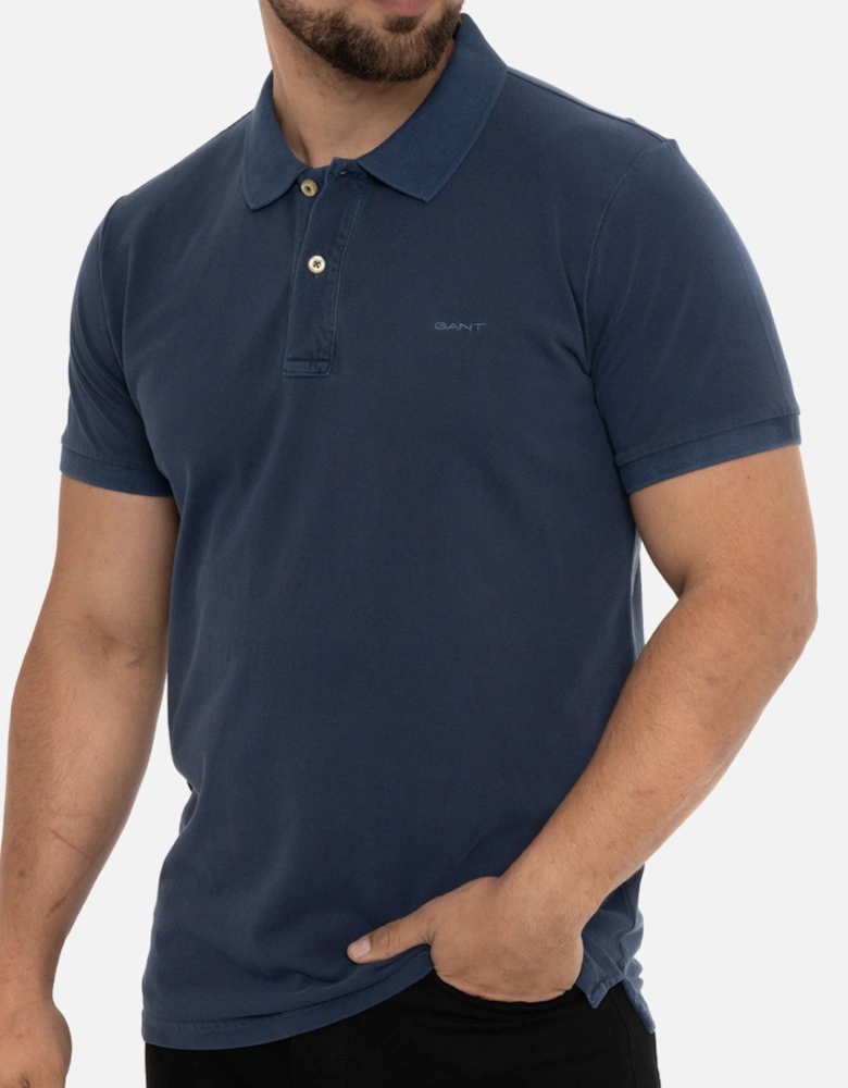 Mens Sunfaded Pique S/S Rugger Polo Shirt (Blue)