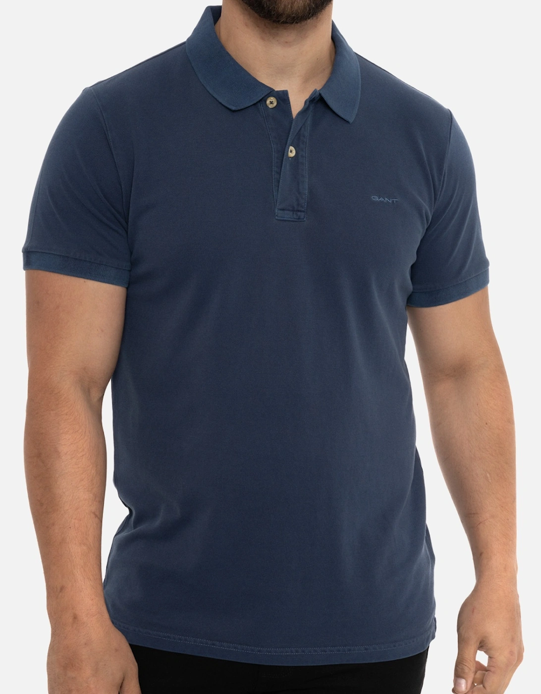 Mens Sunfaded Pique S/S Rugger Polo Shirt (Blue)