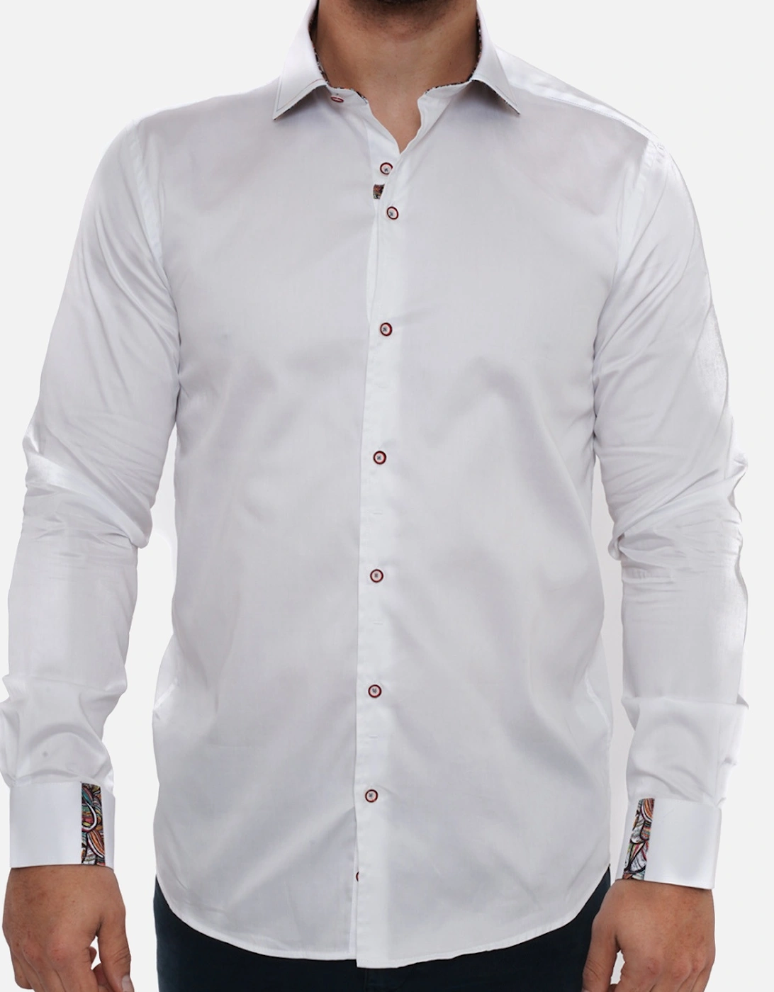 Mens Pattern Trim L/S Shirt (White), 8 of 7