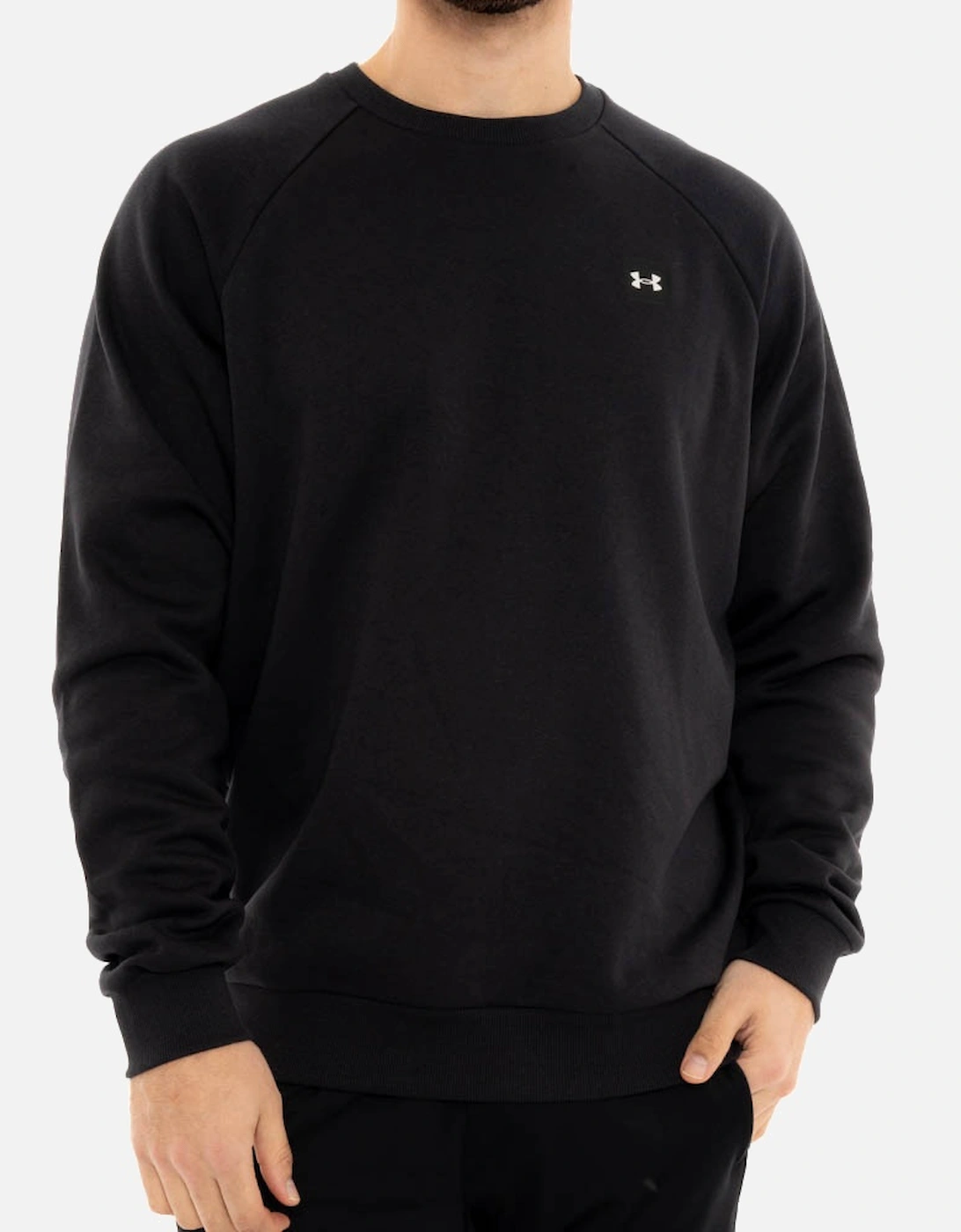 Mens Fleece Crew Sweatshirt (Black), 4 of 3