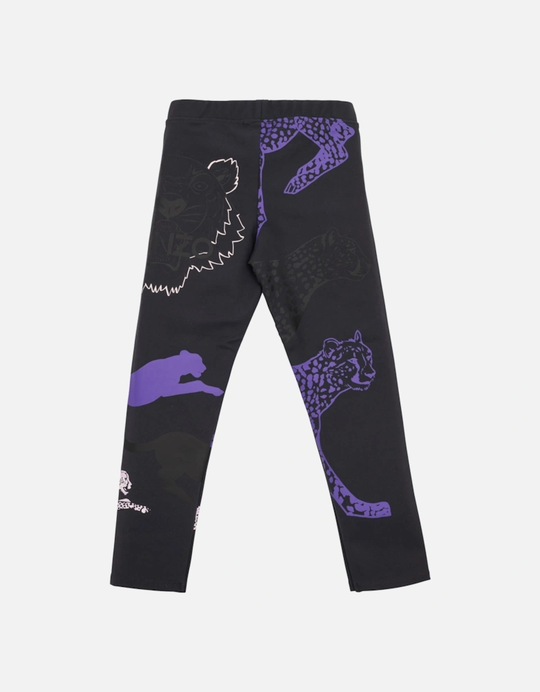 KIDS Juniors Animal Print Leggings (Dark Grey)