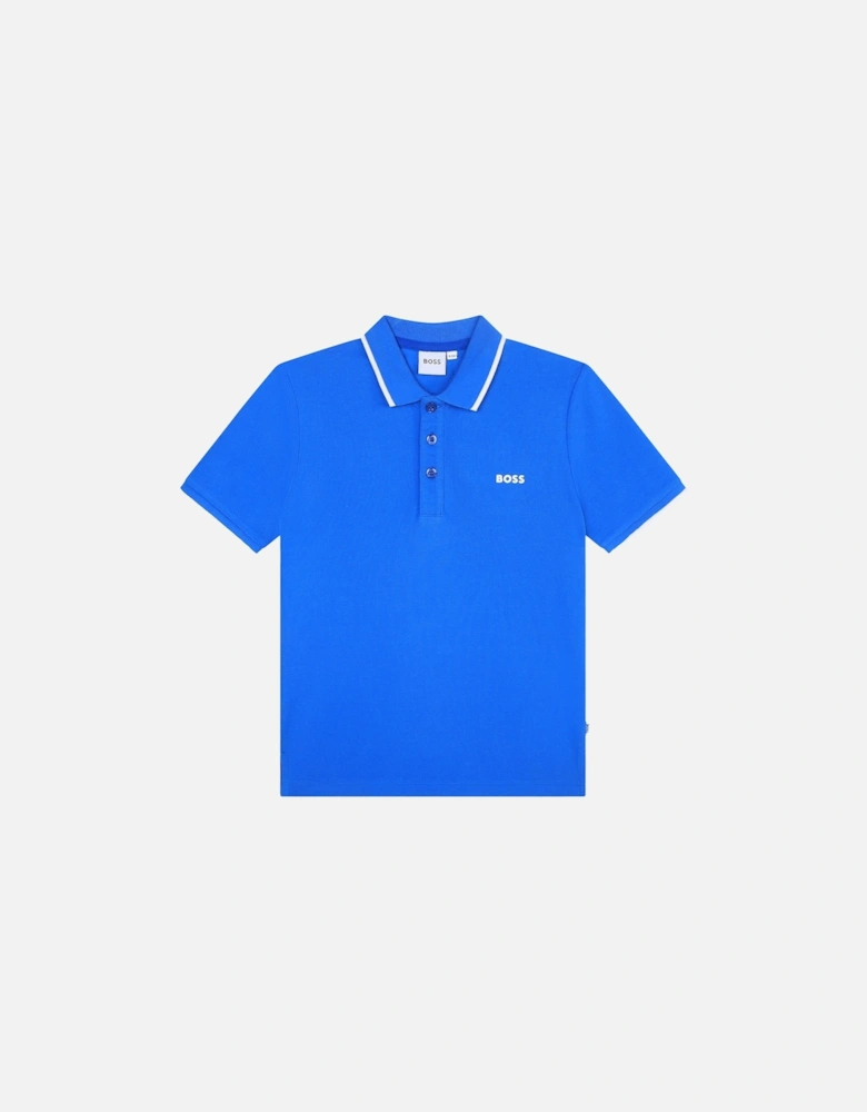 Juniors Contrast Trim Polo Shirt (Blue)