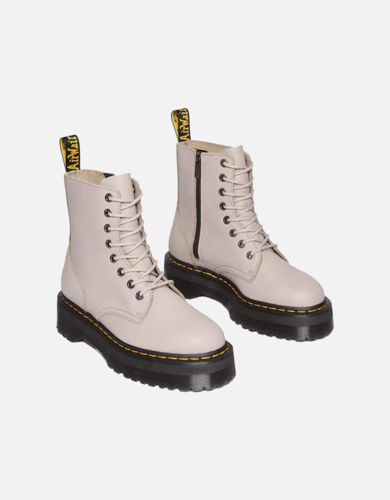 Dr. Martens Womens Jadon III Pisa Leather Platform Boots (Taupe)