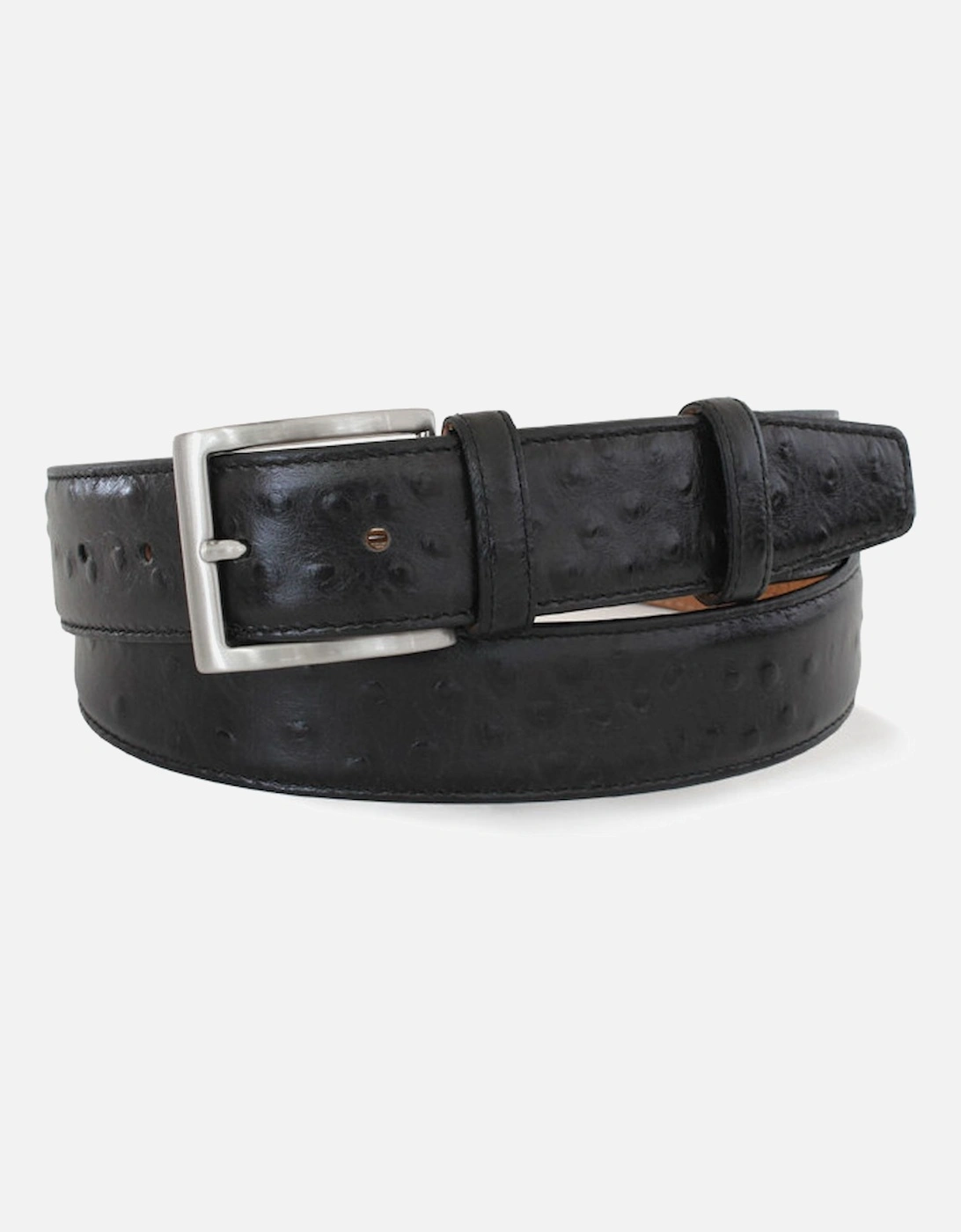 Mens Textured Leather Belt (Black), 2 of 1