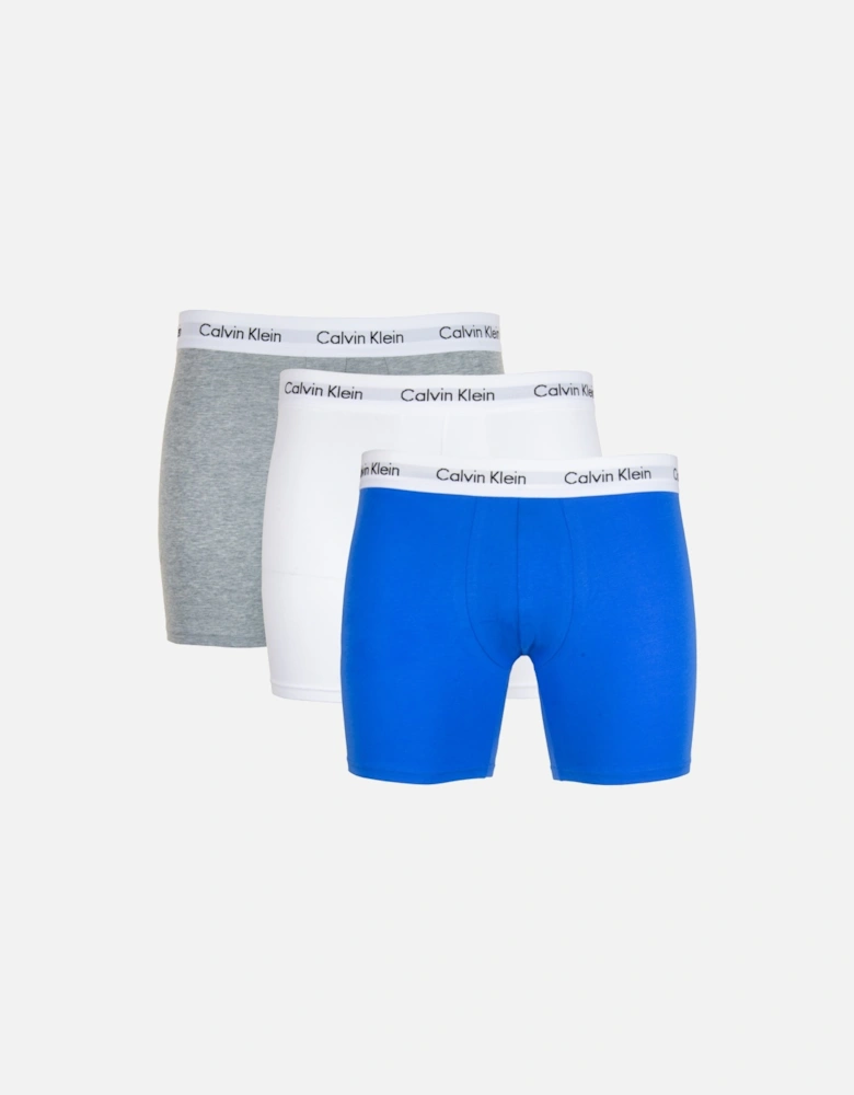 Mens Contrast Band Boxer Trunks (Grey/White/Blue)