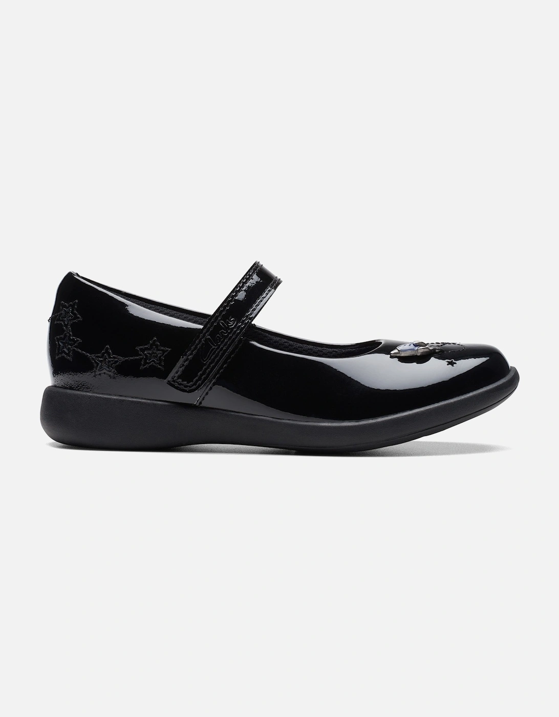 Juniors Girls Etch Space School Shoes (Black), 8 of 7