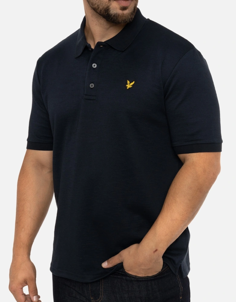 Lyle & Scott Mens Chunky Slub Polo Shirt (Dark Navy)