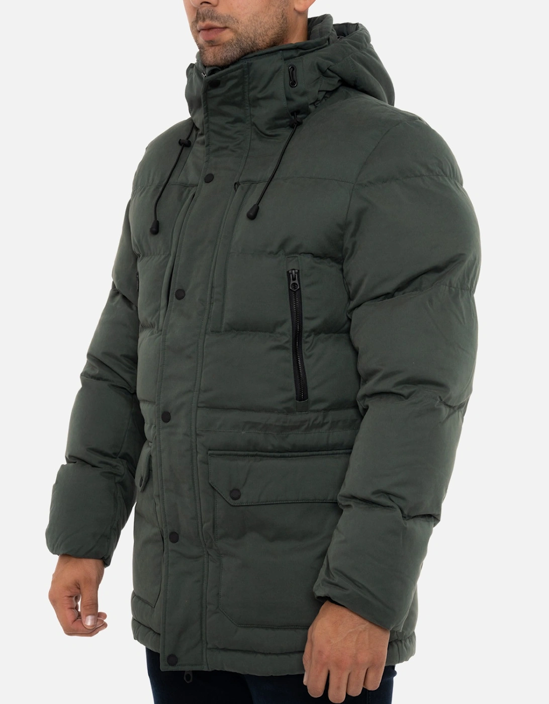 Mens Microfibre Hooded Parka (Green)