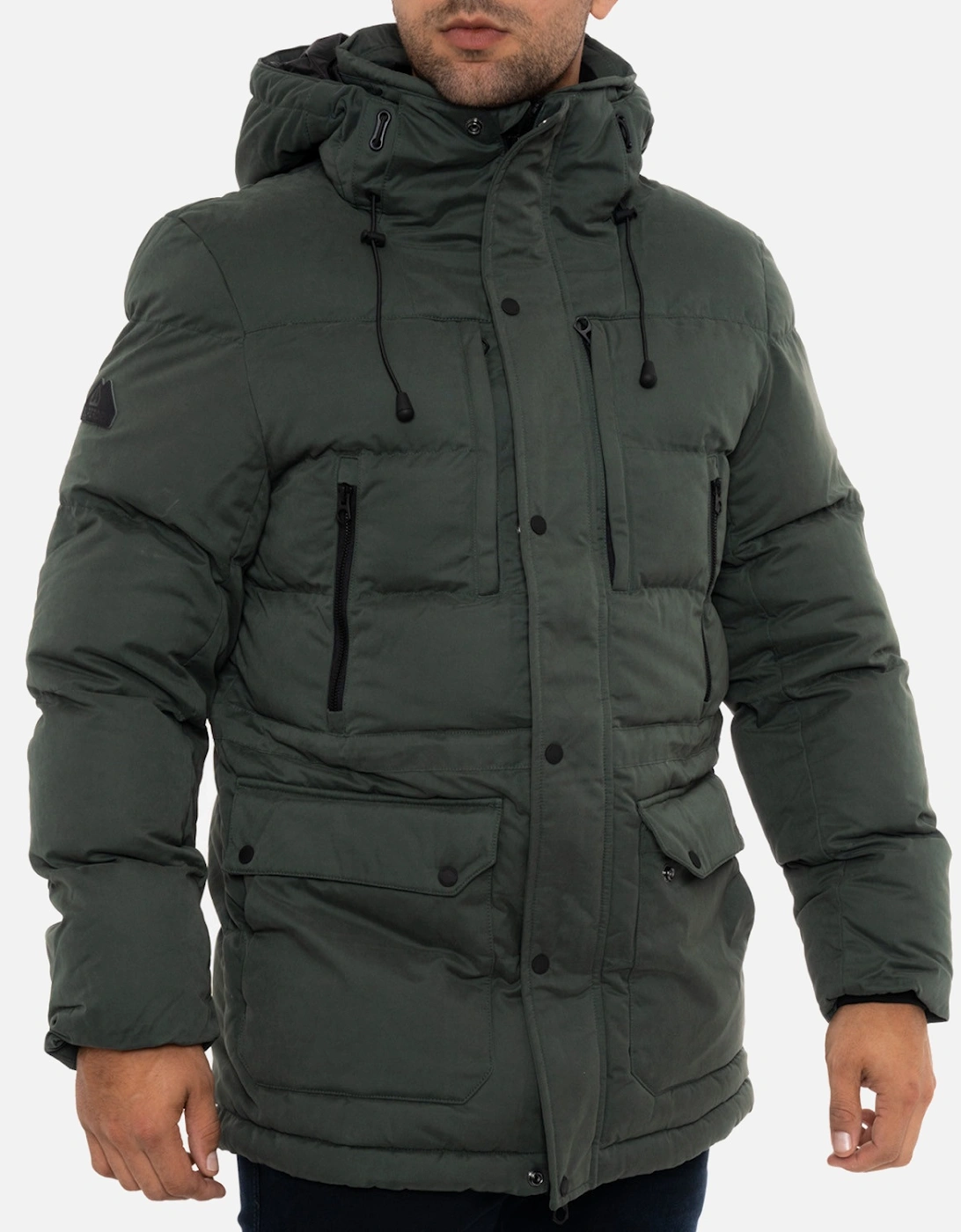 Mens Microfibre Hooded Parka (Green)