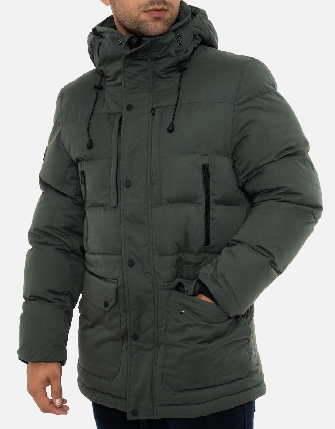 Mens Microfibre Hooded Parka (Green)