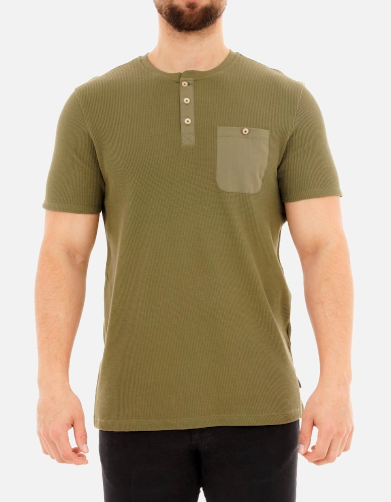 Mens Tekilla Textured Henley T-Shirt (Olive)
