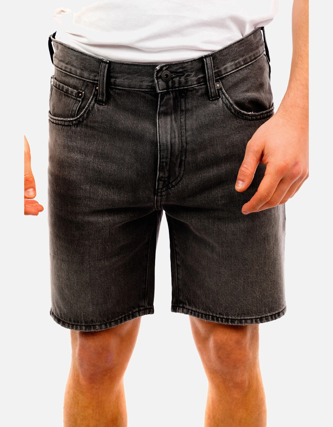 Mens 05 Connor Taper Denim Jean Shorts (Black), 6 of 5