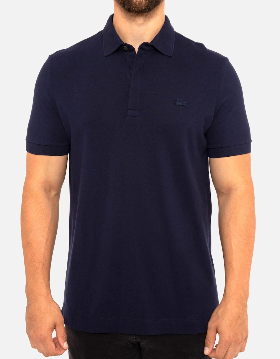 Mens Paris Concealed Button Polo Shirt (Navy), 7 of 6