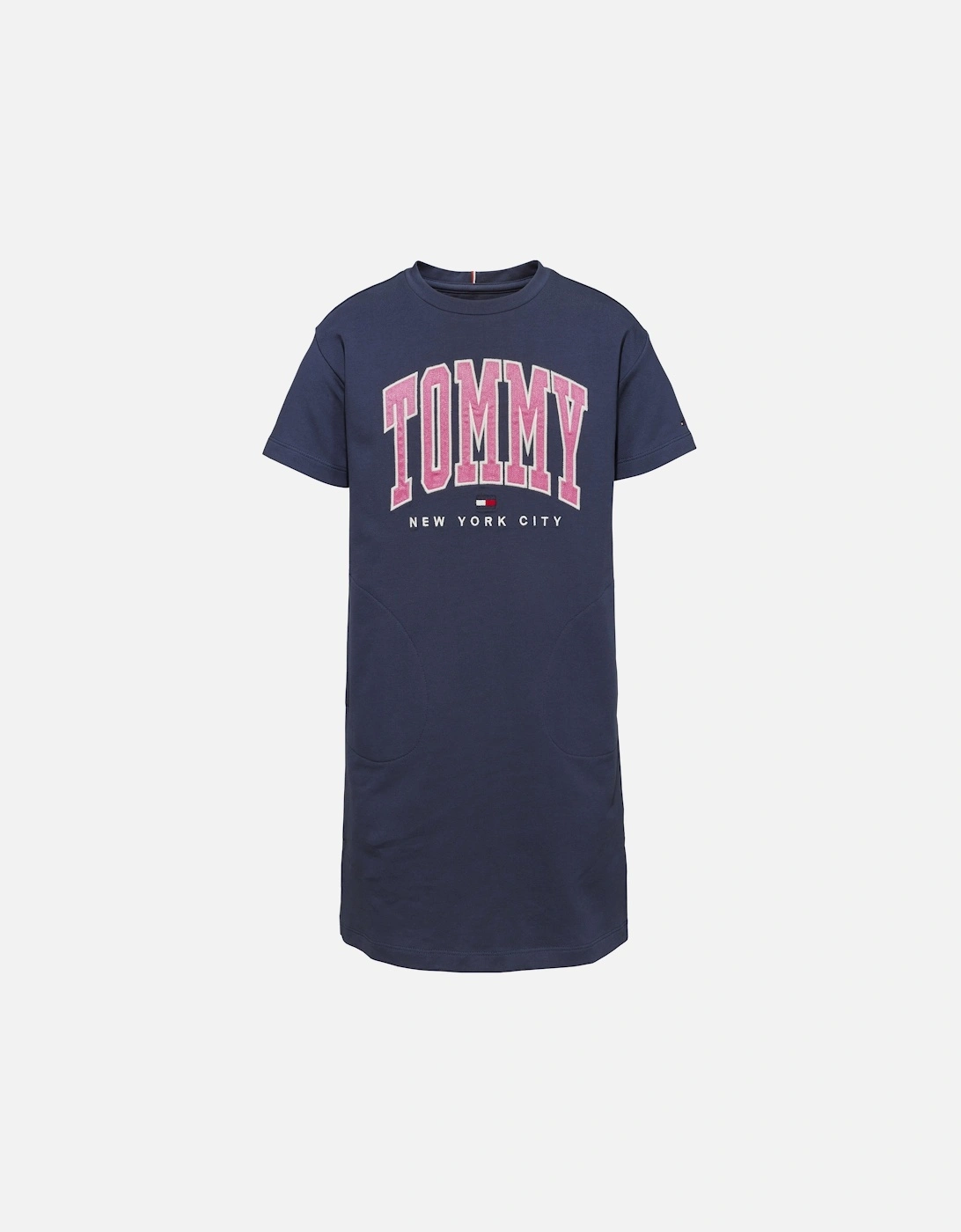 Juniors Contrast Varsity Bold T-Shirt Dress (Navy), 4 of 3