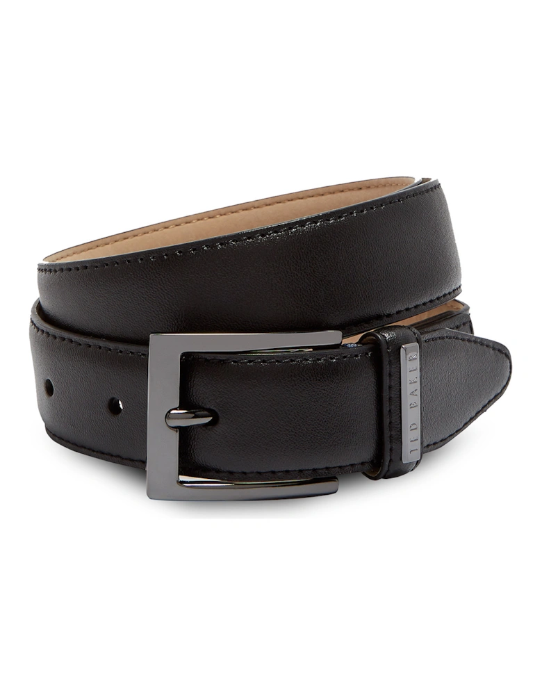 Mens Lizwiz Leather Keeper Plate Belt (Black)