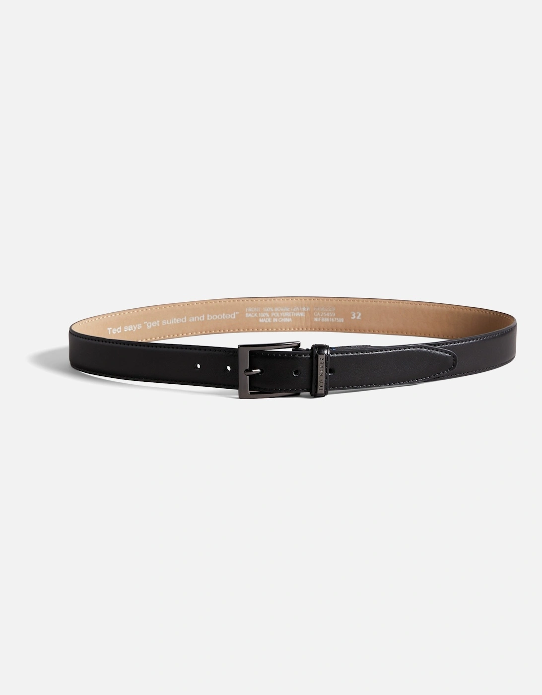 Mens Lizwiz Leather Keeper Plate Belt (Black)