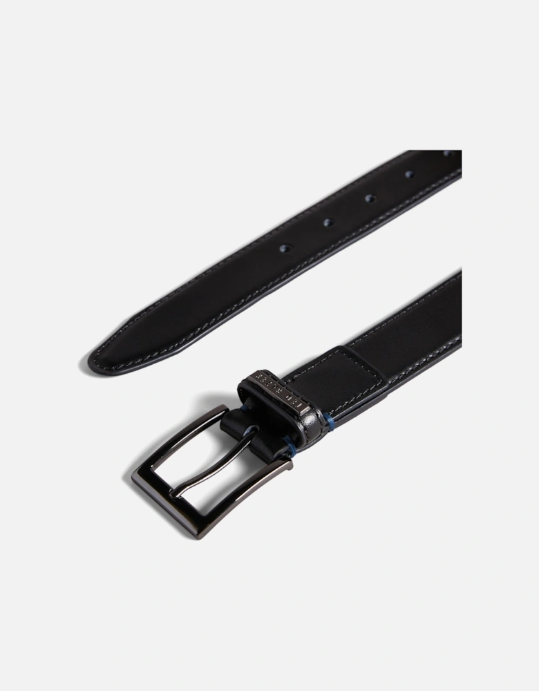 Mens Lizwiz Leather Keeper Plate Belt (Black)