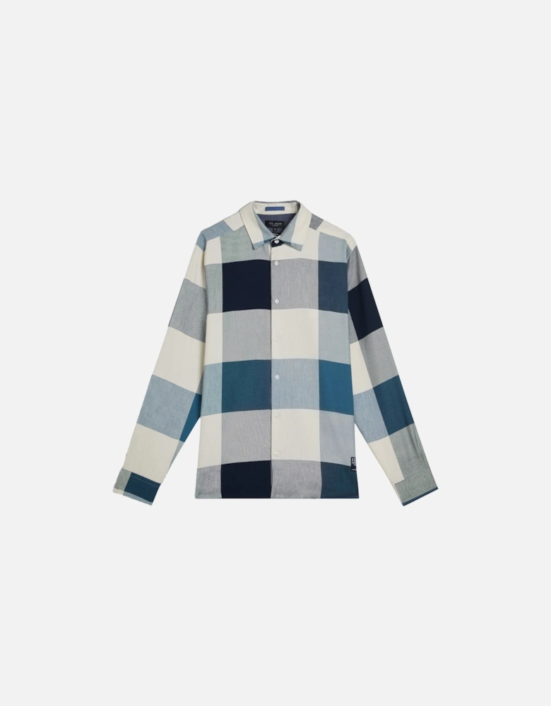 Mens Neetly Large Scale Check Shirt (Blue)