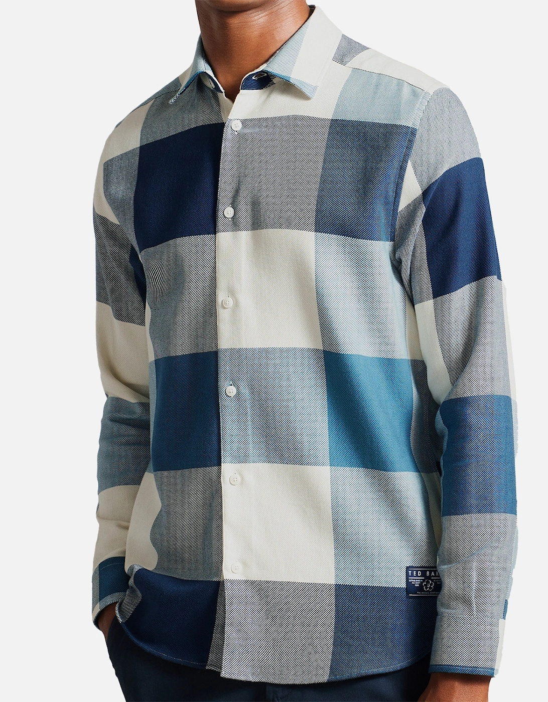 Mens Neetly Large Scale Check Shirt (Blue)