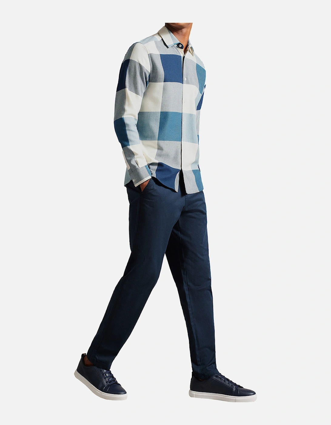 Mens Neetly Large Scale Check Shirt (Blue)