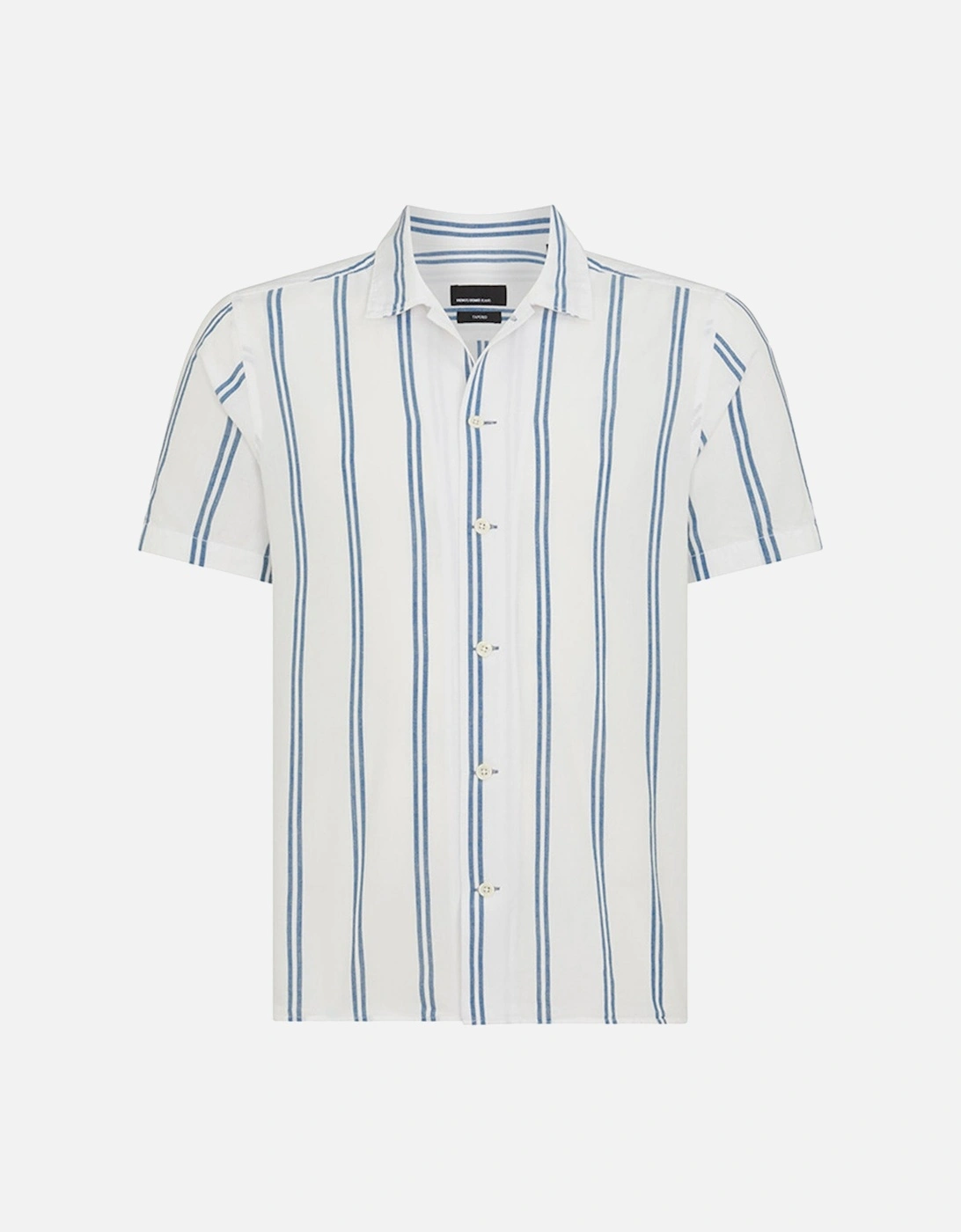 Mens Paolo Tapered Fit S/S Stripe Shirt (White/Blue), 7 of 6