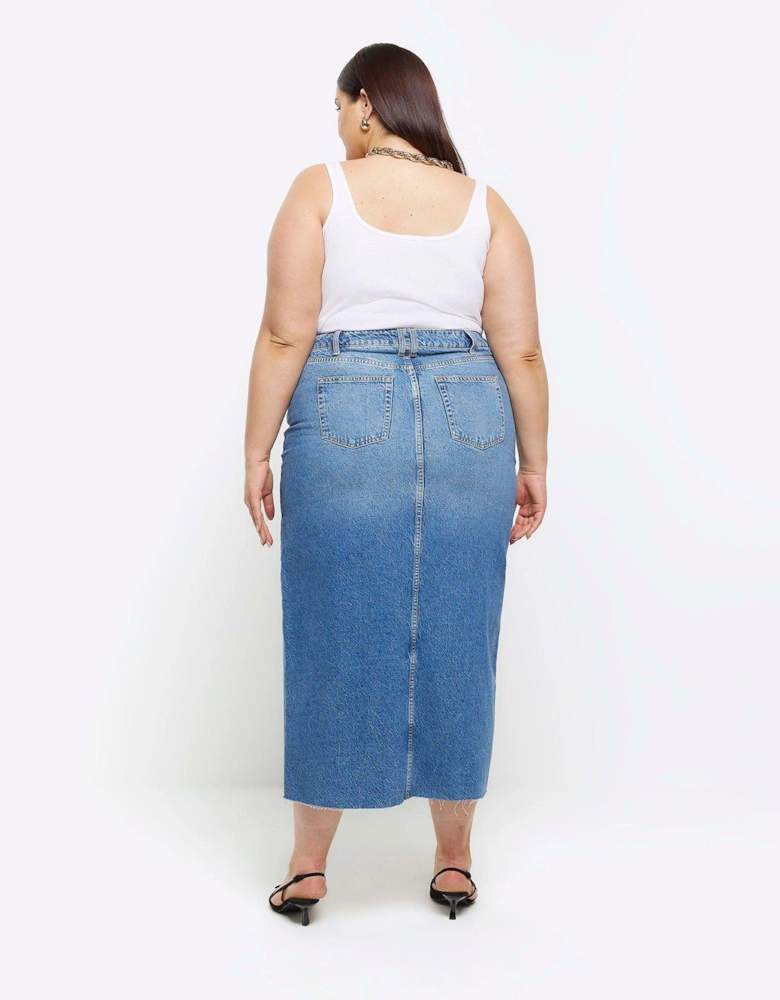 RI Plus Plus Denim Maxi Skirt - Medium Denim