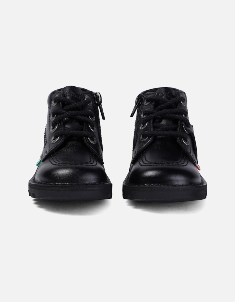 Infants Kick Hi Zip Leather Boots (Black)