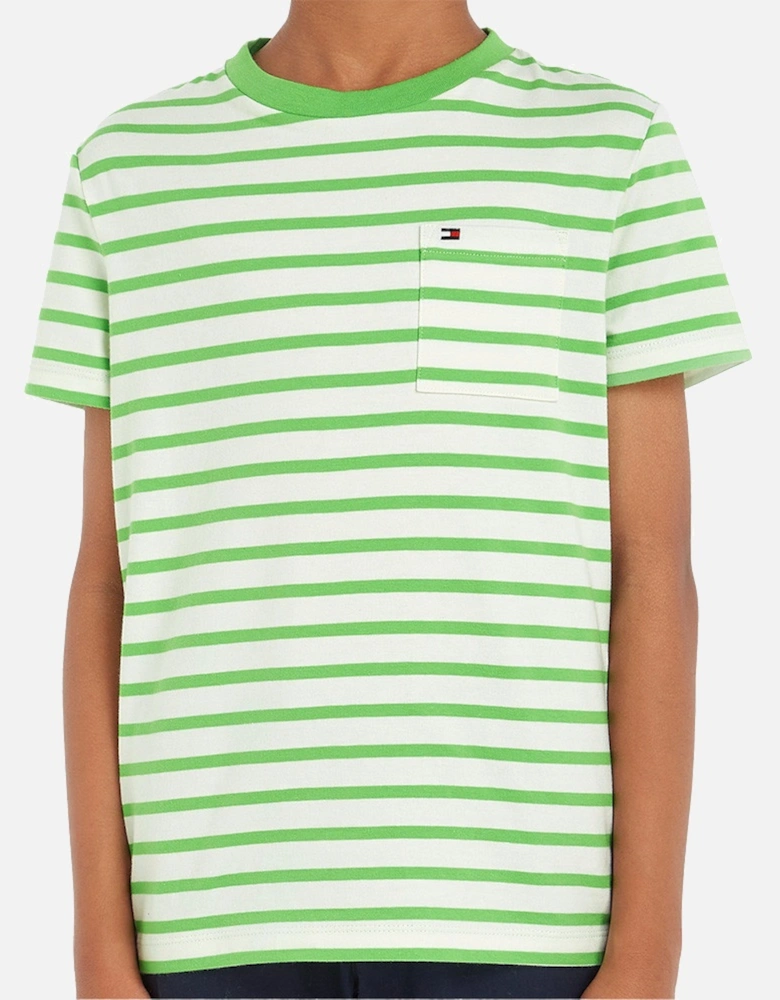 Juniors Striped Pocket T-Shirt (Lime)