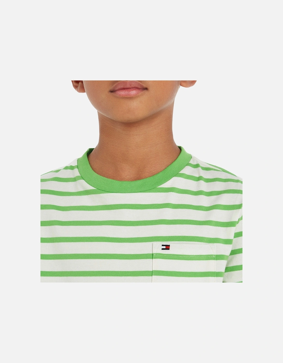 Juniors Striped Pocket T-Shirt (Lime)