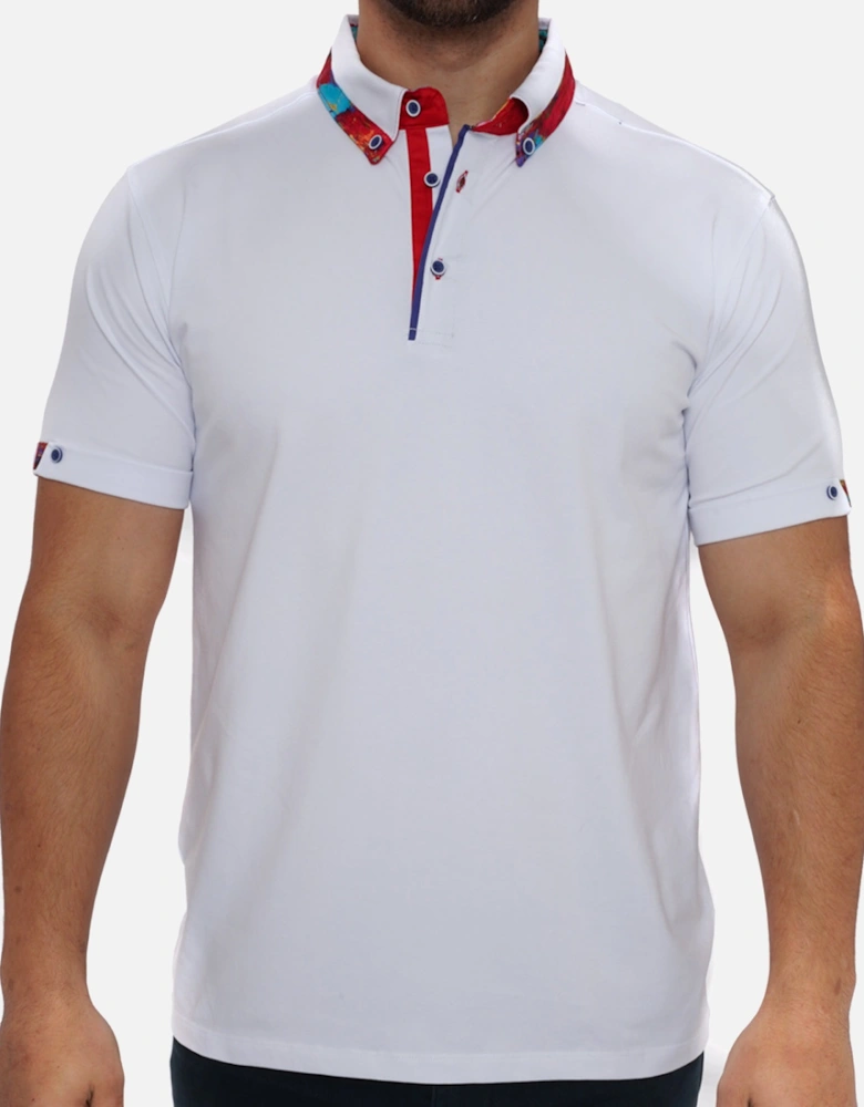 Mens Button-Down Polo Shirt (White)