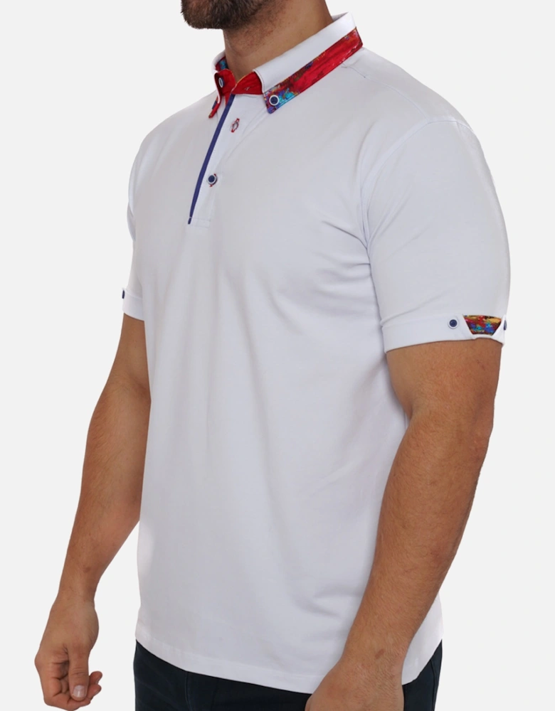 Mens Button-Down Polo Shirt (White)