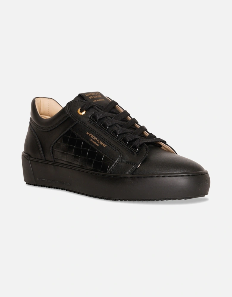 Mens Venice Leather Emboss Trainers (Black)