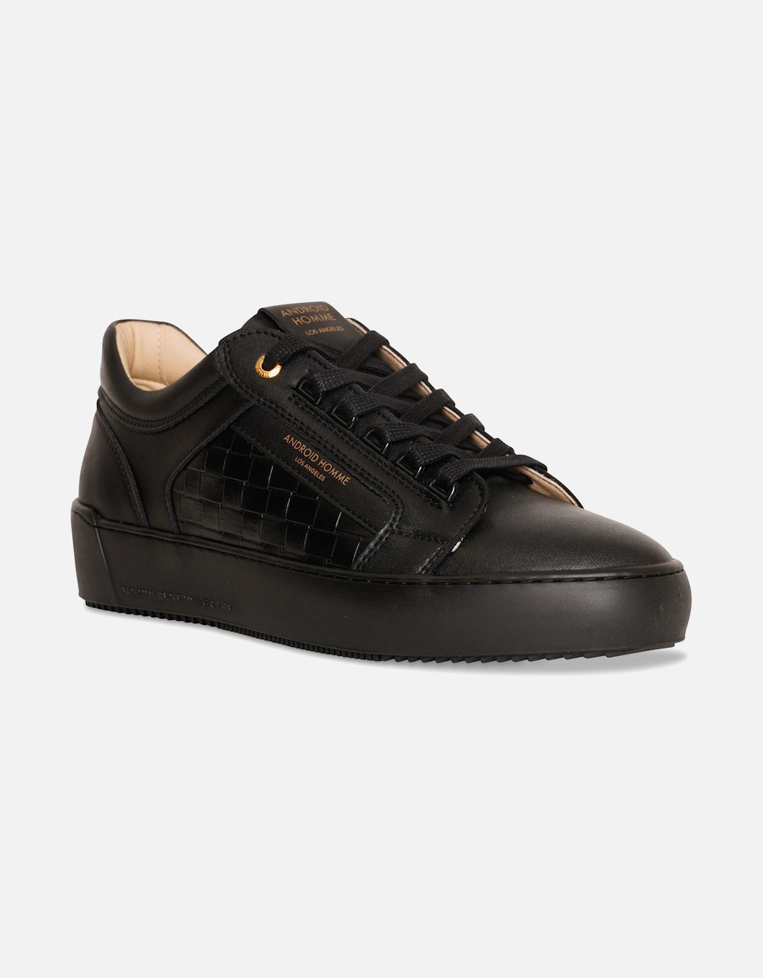 Mens Venice Leather Emboss Trainers (Black), 4 of 3
