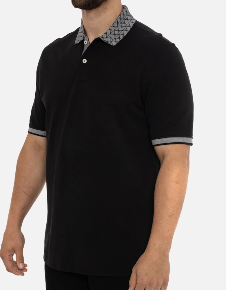 Mens Collar Trim Polo Shirt (Black)