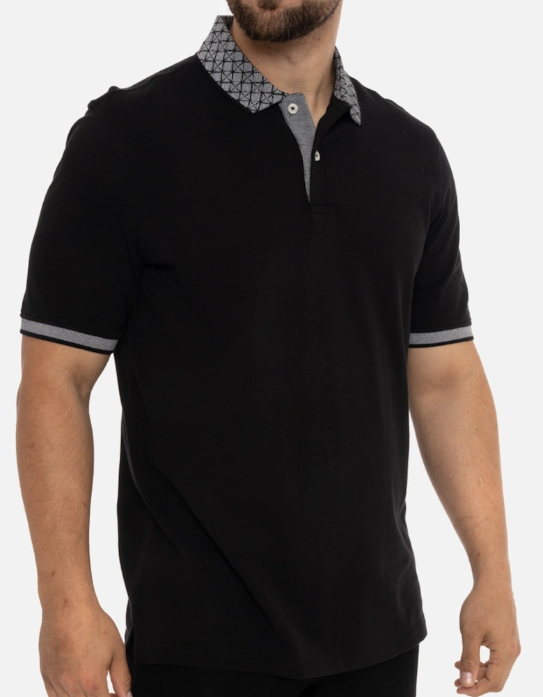 Mens Collar Trim Polo Shirt (Black)