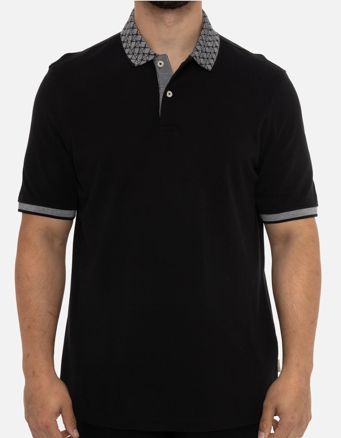 Mens Collar Trim Polo Shirt (Black), 8 of 7