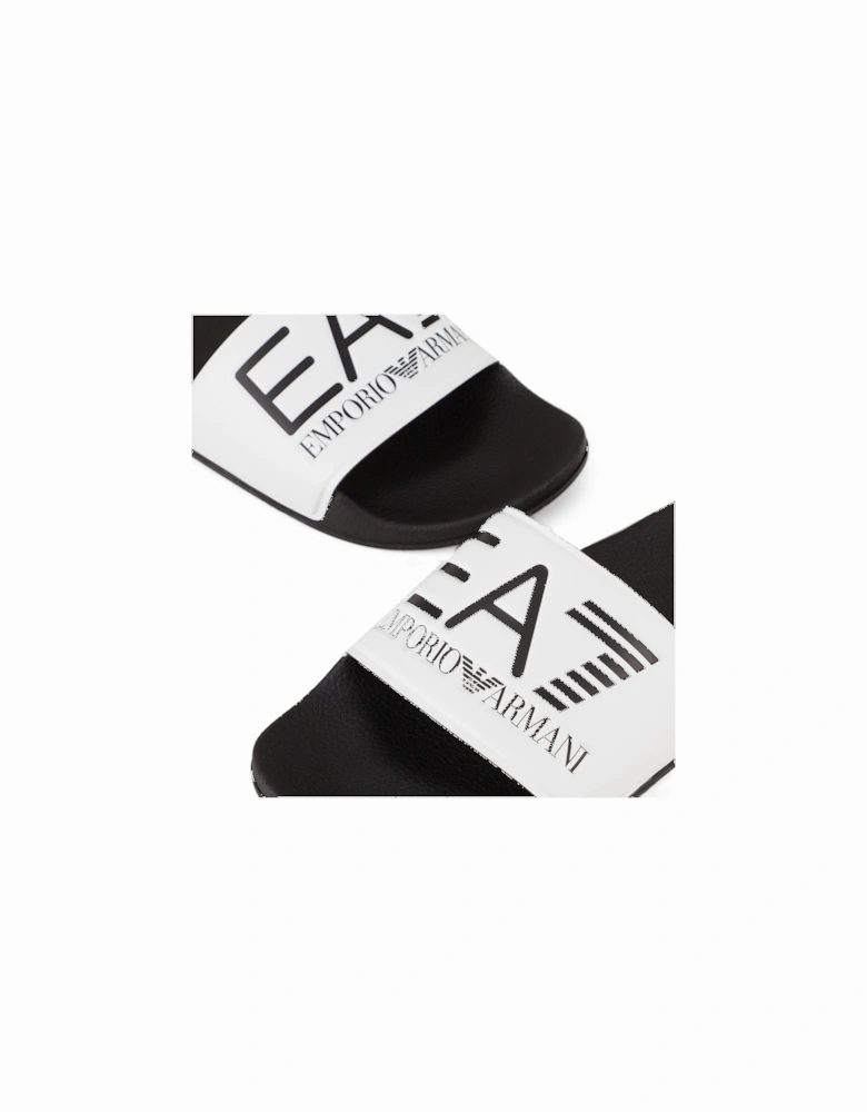 Armani Mens Big Logo Visibility Slide (White/Black)