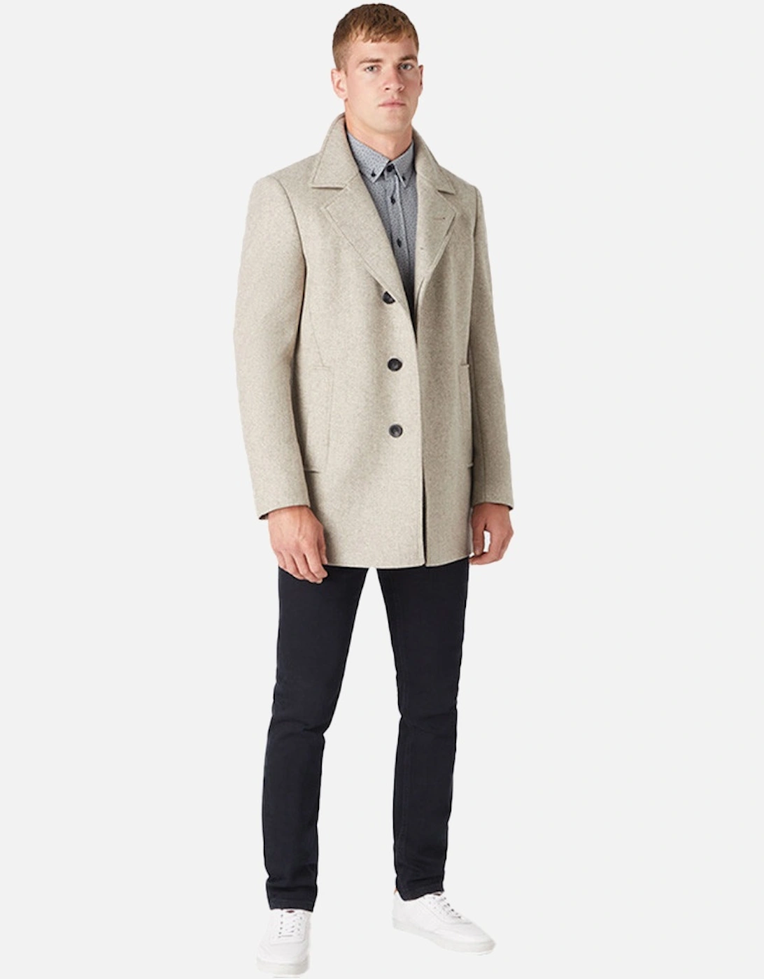 Mens Tapered Fit Overcoat (Stone)