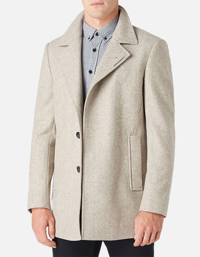 Mens Tapered Fit Overcoat (Stone)