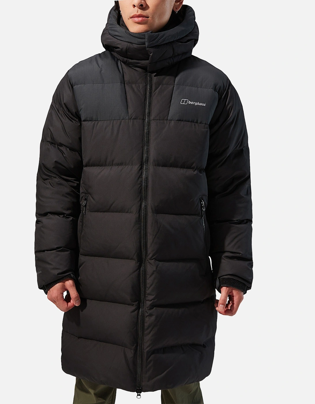 Mens Down Insulated Long Jacket (Black)